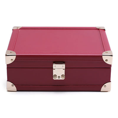kopen Luxe hoekbescherming PU leder sieraden opslag organisator case met spiegel online manufacture