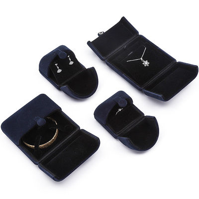 China productie Groothandel hoge kwaliteit Sieraden verpakking Doos Custom luxe Grote Sieraden Set doos Ketting Armband Oorbellen Ring verpakking handgemaakte blauwe fluwelen dubbele deur Sieraden Doos met logo