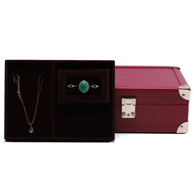 Luxe hoekbescherming PU leder sieraden opslag organisator case met spiegel