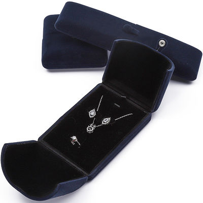 China productie Groothandel hoge kwaliteit Sieraden verpakking Doos Custom luxe Grote Sieraden Set doos Ketting Armband Oorbellen Ring verpakking handgemaakte blauwe fluwelen dubbele deur Sieraden Doos met logo