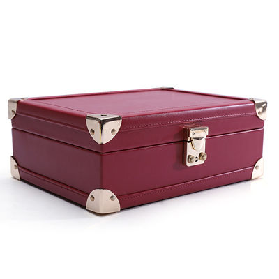 Luxe hoekbescherming PU leder sieraden opslag organisator case met spiegel