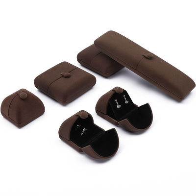Clamshell in de vorm van fluwelen juwelen organisator doos Luxe opslag verpakking knop sluiting