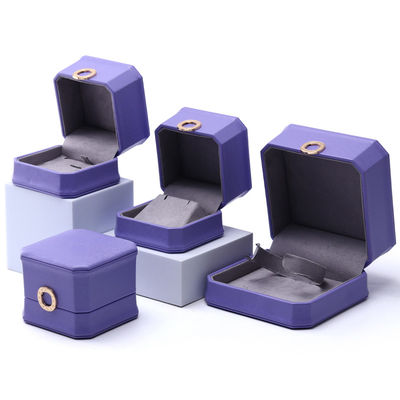 kopen Geweldige paarse octogonale PU-leer sieraden doos voor ring oorstokjes hanger online manufacture