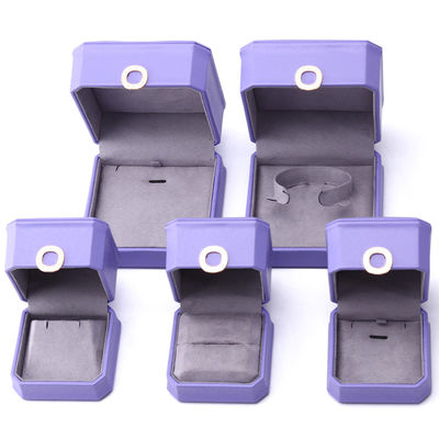 Geweldige paarse octogonale PU-leer sieraden doos voor ring oorstokjes hanger
