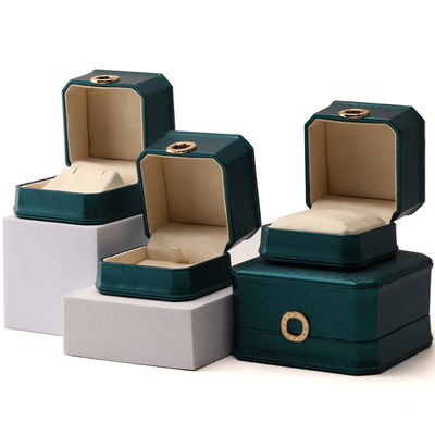 kopen Donkergroen achthoekig PU leer sieraden verpakkingsdoos met ring ornament online manufacture