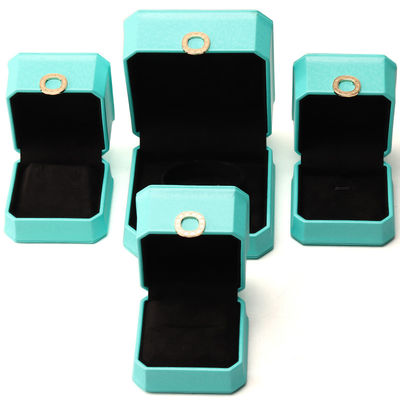 Octogonale Cyan Ring Ornament PU Lederen Juwelen Luxe Verpakkingsdoos Organisator