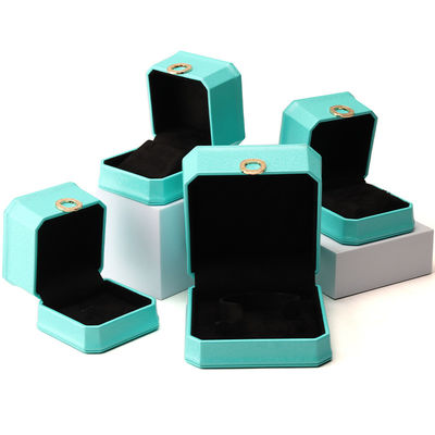 Octogonale Cyan Ring Ornament PU Lederen Juwelen Luxe Verpakkingsdoos Organisator
