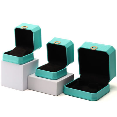 Octogonale Cyan Ring Ornament PU Lederen Juwelen Luxe Verpakkingsdoos Organisator