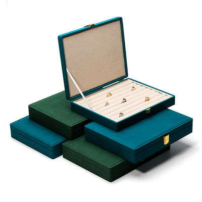 kopen Ruime ruimte fluweel sieraden doos Meerdere cellen sieraden display doos Custom logo online manufacture