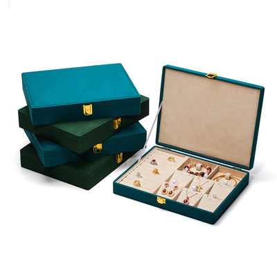 Ruime ruimte fluweel sieraden doos Meerdere cellen sieraden display doos Custom logo