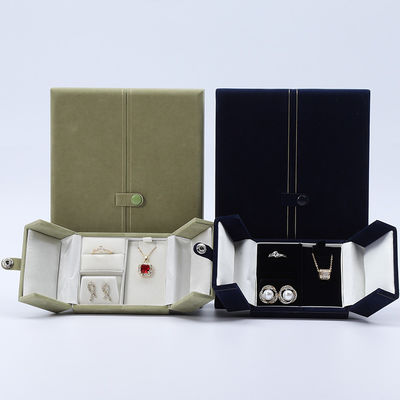 Multifunktioneel Custom Branded Velvet Jewellery Case Verpakking Met Knop Sluiting