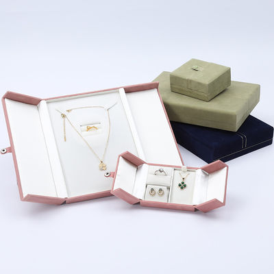 Multifunktioneel Custom Branded Velvet Jewellery Case Verpakking Met Knop Sluiting