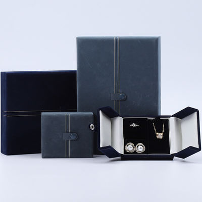 Multifunktioneel Custom Branded Velvet Jewellery Case Verpakking Met Knop Sluiting