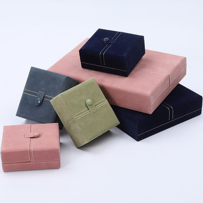Multifunktioneel Custom Branded Velvet Jewellery Case Verpakking Met Knop Sluiting