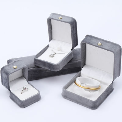 Grijze ronde hoek parel ornament fluweel juwelen doos luxe juwelen verpakkingsdoos