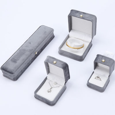 Grijze ronde hoek parel ornament fluweel juwelen doos luxe juwelen verpakkingsdoos