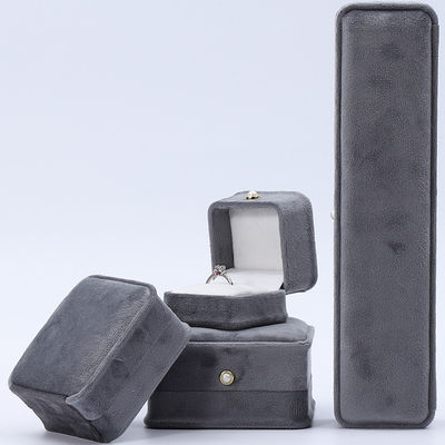 Grijze ronde hoek parel ornament fluweel juwelen doos luxe juwelen verpakkingsdoos