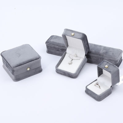 Grijze ronde hoek parel ornament fluweel juwelen doos luxe juwelen verpakkingsdoos