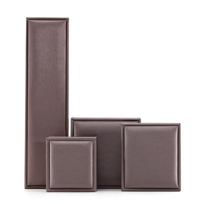 Khaki Borstel Afwerking Fake Lederen Juwelen Luxe Verpakkingsdoos Set Fluwelen voering