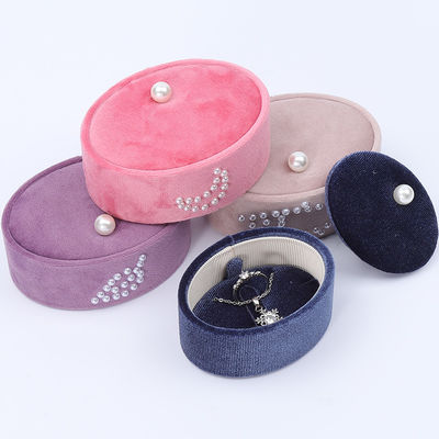 kopen Mini Ovale Custom Velvet Ring Box, Ring Storage Box Met Parel Ornament online manufacture