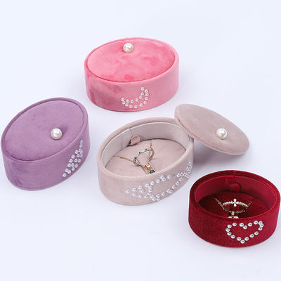 Mini Ovale Custom Velvet Ring Box, Ring Storage Box Met Parel Ornament
