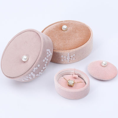 Mini Ovale Custom Velvet Ring Box, Ring Storage Box Met Parel Ornament