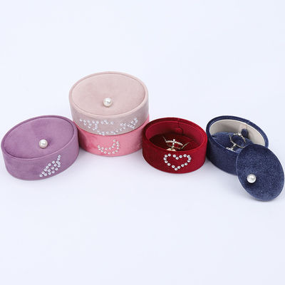 Mini Ovale Custom Velvet Ring Box, Ring Storage Box Met Parel Ornament