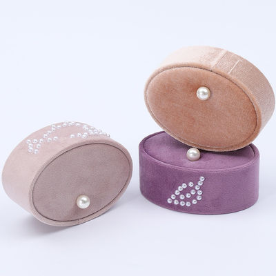 Mini Ovale Custom Velvet Ring Box, Ring Storage Box Met Parel Ornament