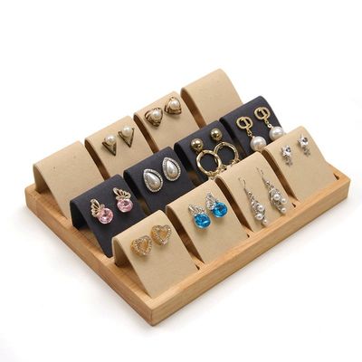 Zachte fluwelen cover Houten sieraden opslag Display tray Stand voor de oren studs Druppels