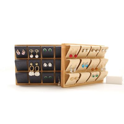 Zachte fluwelen cover Houten sieraden opslag Display tray Stand voor de oren studs Druppels