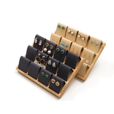 Zachte fluwelen cover Houten sieraden opslag Display tray Stand voor de oren studs Druppels