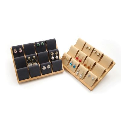 Zachte fluwelen cover Houten sieraden opslag Display tray Stand voor de oren studs Druppels