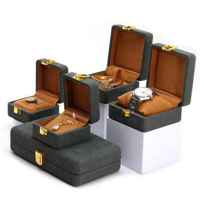 kopen Grijze groene gladde zachte fluweel sieraden organisator doos voor luxe verpakking online manufacture