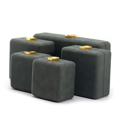 Grijze groene gladde zachte fluweel sieraden organisator doos voor luxe verpakking