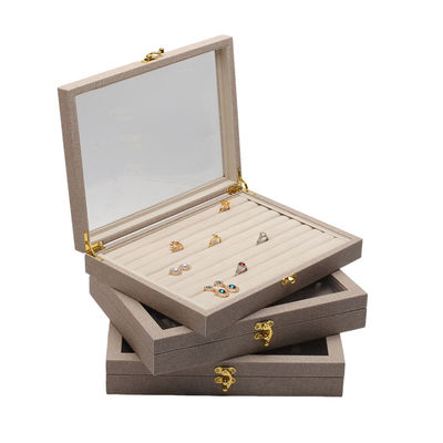 Meerdere cellen Juweliersware Display Plaat Transparent Cover Leer Juweliersware Display Tray