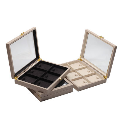 kopen Flip Open PU Leer Juwelen Display Box Meerdere compartimenten met spiegel online manufacture