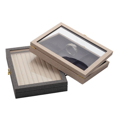 Flip Open PU Leer Juwelen Display Box Meerdere compartimenten met spiegel