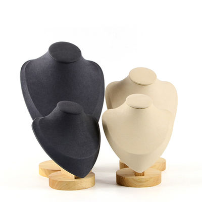 Zacht fluwelen houten halsketting display stand hanger Bust display stand