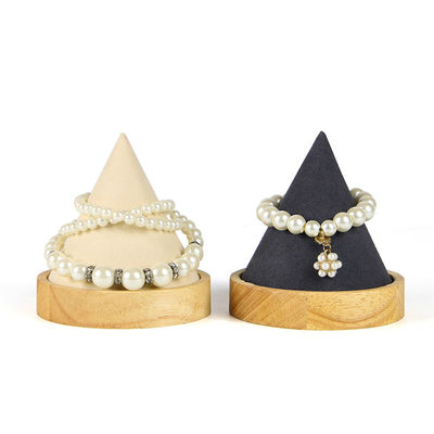 kopen Houten kegelvormige sieradenplaat Stand voor armband Armband horloge tentoonstelling online manufacture