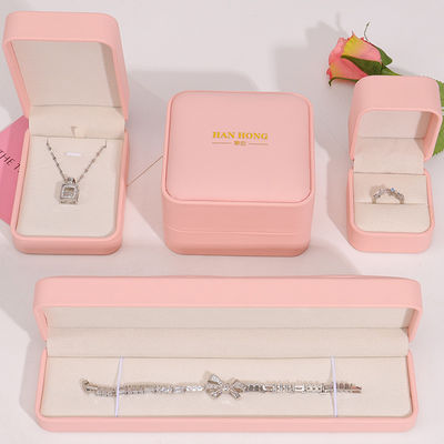 gepersonaliseerde logo sieraden doos hign eind handgemaakte roze leren sieraden doos verpakking