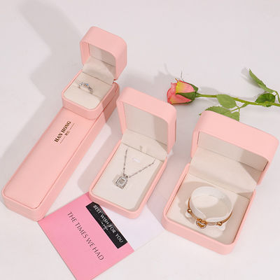 gepersonaliseerde logo sieraden doos hign eind handgemaakte roze leren sieraden doos verpakking