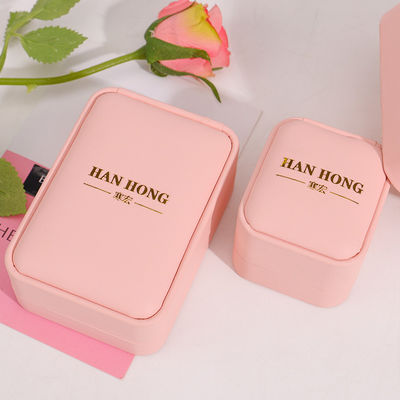 gepersonaliseerde logo sieraden doos hign eind handgemaakte roze leren sieraden doos verpakking