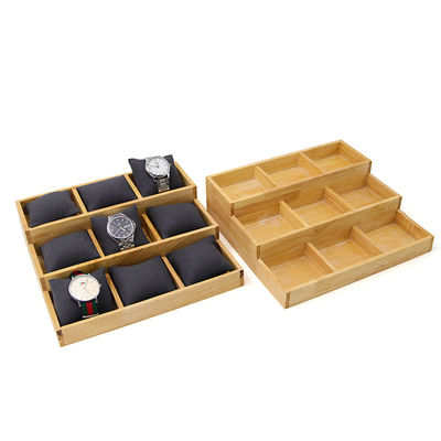 Multicell 3x3 massief houten horlogeshowplaat met kussens voor luxe show