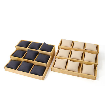 Multicell 3x3 massief houten horlogeshowplaat met kussens voor luxe show