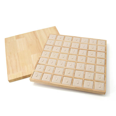 Overvloedige capaciteit 7x7 Houten juwelen display tray tentoonstelling rekwisieten voor ringen
