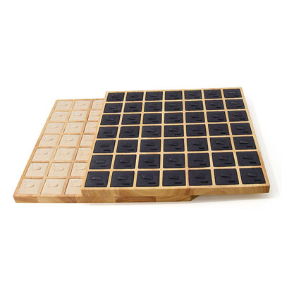 Overvloedige capaciteit 7x7 Houten juwelen display tray tentoonstelling rekwisieten voor ringen