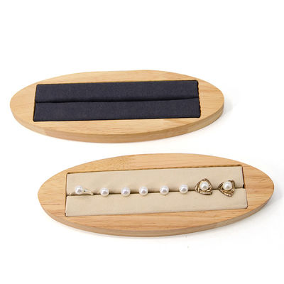 Multifunktioneel massief hout ovaal juwelenplaat voor ring oren studs tentoonstelling