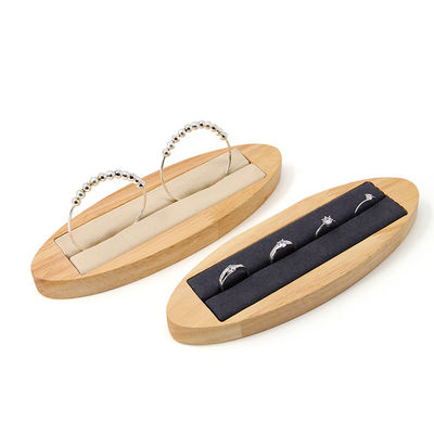 Multifunktioneel massief hout ovaal juwelenplaat voor ring oren studs tentoonstelling