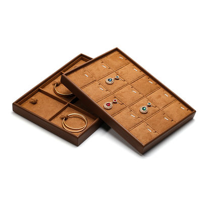 Soft Velvet Interior PU Leather Jewelry Display Tray Props voor Ring Ear Studs