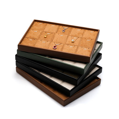 Grote capaciteit Praktische PU leder sieraden expositie rekwisieten Luxe display tray